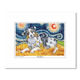 Australian Shepherd Starry Night Matted Print