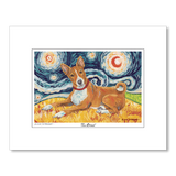 Basenji Starry Night Matted Print