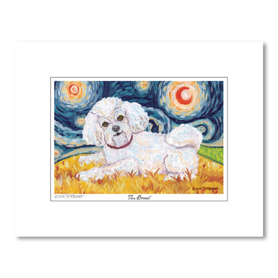 Bichon Frise Starry Night Matted Print