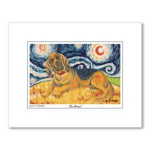 Bloodhound  Starry Night Matted Print