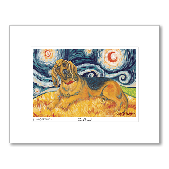 Bloodhound  Starry Night Matted Print