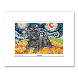 Cairn Terrier Dark Starry Night Matted Print