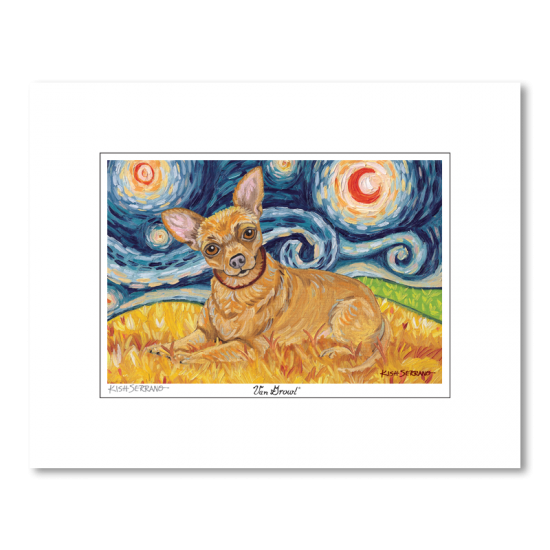 Chihuahua Starry Night Matted Print