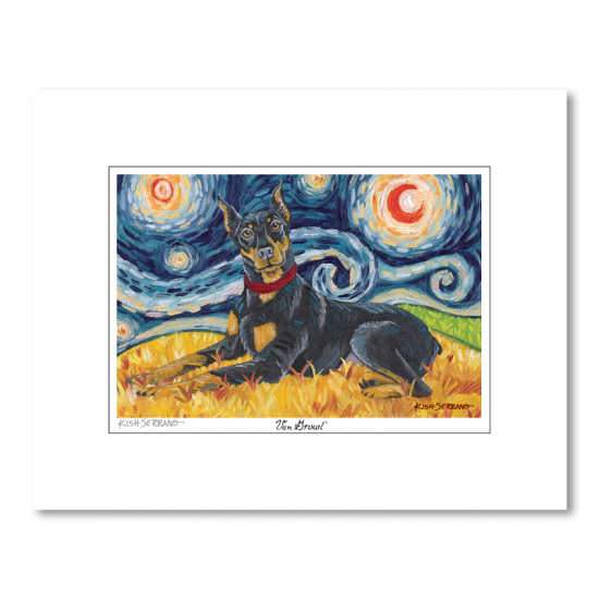 Doberman Starry Night Matted Print