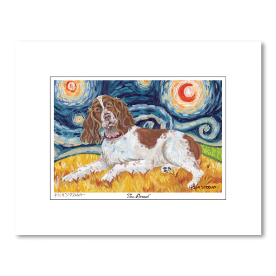 English Springer Spaniel Starry Night Matted Print