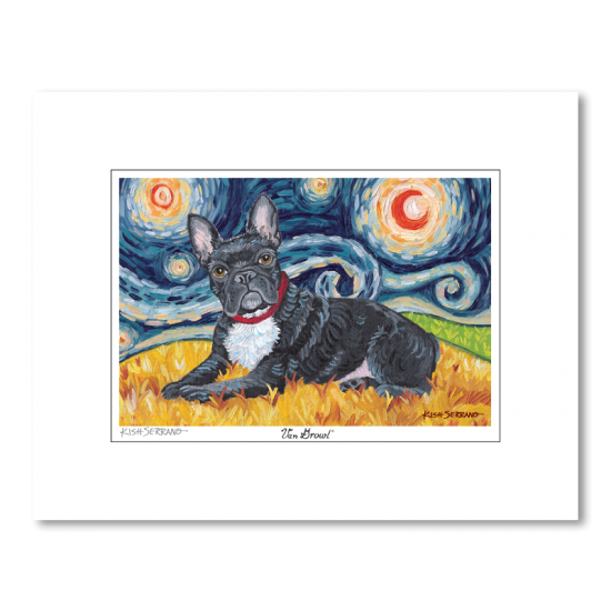 French Bulldog Starry Night Matted Print