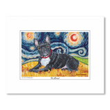 French Bulldog Starry Night Matted Print