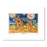 German Shepherd Starry Night Matted Print
