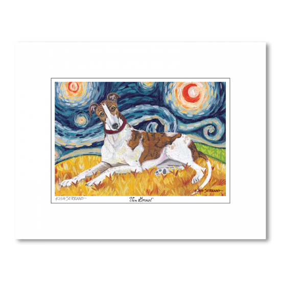 Greyhound Starry Night Matted Print