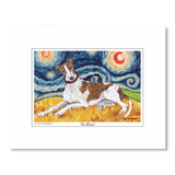 Greyhound Starry Night Matted Print