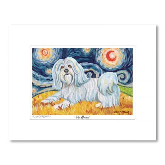 Havanese Starry Night Matted Print