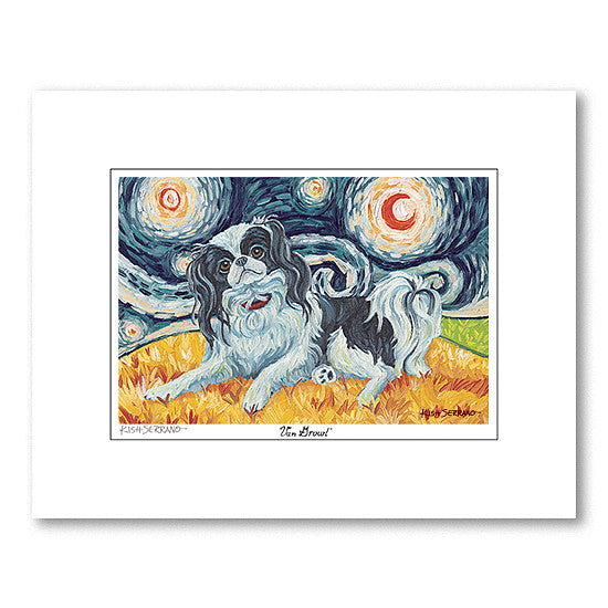 Japanese Chin Starry Night Matted Print