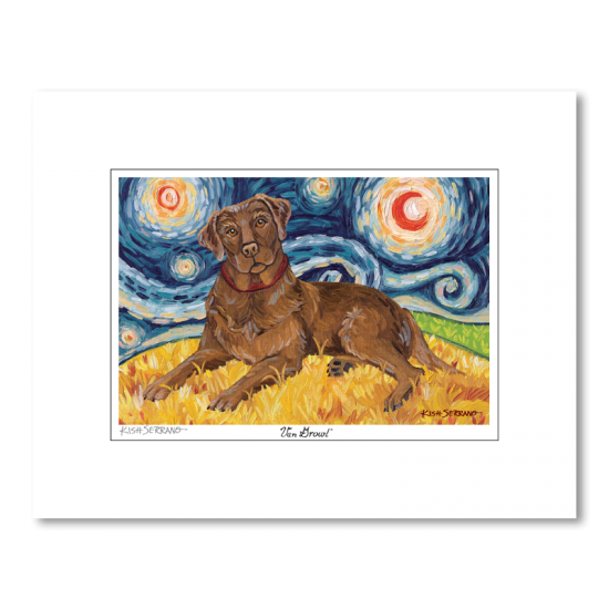 Labrador Chocolate Starry Night Matted Print