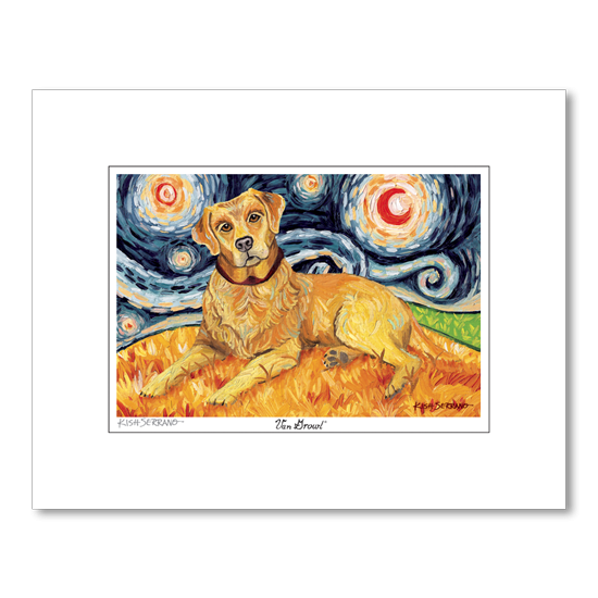 Labrador Yellow Starry Night Matted Print