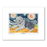 Old English Sheepdog Starry Night Matted Print