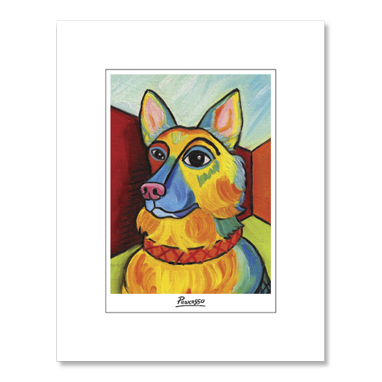 German Shepherd Pawcasso Matted Print