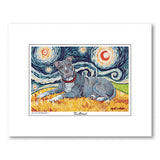 Pitbull Gray Starry Night Matted Print