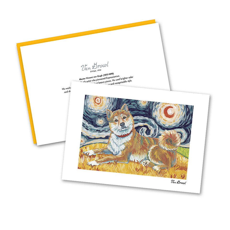 Shiba Inu Red Starry Night Notecard Set