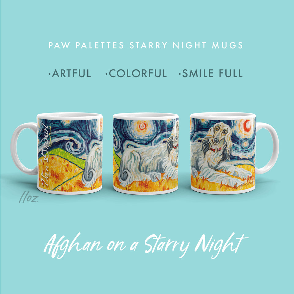 Afghan Hound (light) STARRY NIGHT Mug-15oz