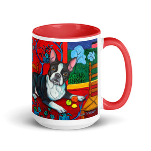 Boston Terrier Coffee Mug, Boston Terrier Gift, Boston Terrier Art Inspired by Matisse