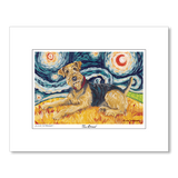 Airedale Terrier Starry Night Matted Art Print