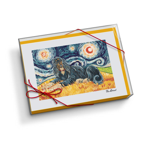 Afghan Black and Tan Starry Night Notecard Set