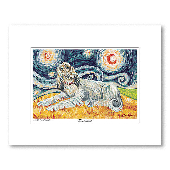 Afghan Cream Starry Night Matted Print