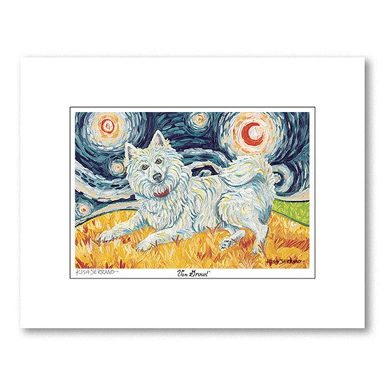 American Eskimo Starry Night Matted Print