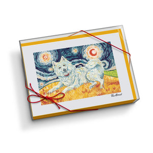 American Eskimo Starry Night Notecard Set