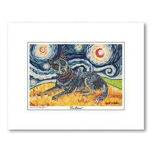 Australian Cattle Dog Starry Night Matted Print