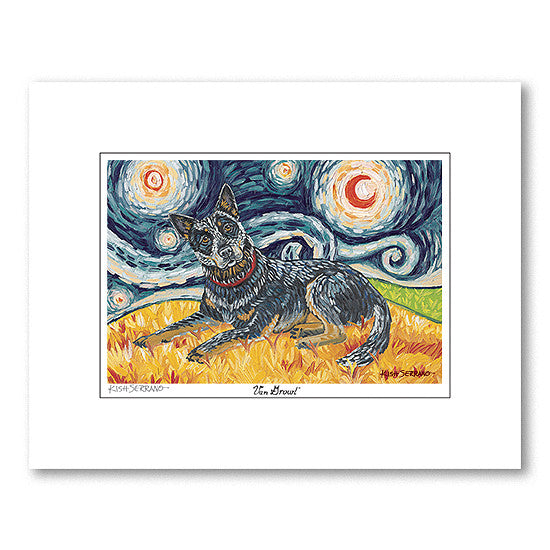 Australian Cattle Dog Starry Night Matted Print