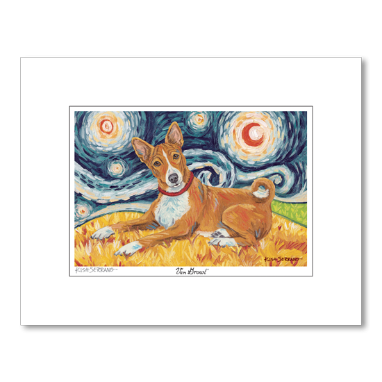 Basenji Starry Night Matted Print