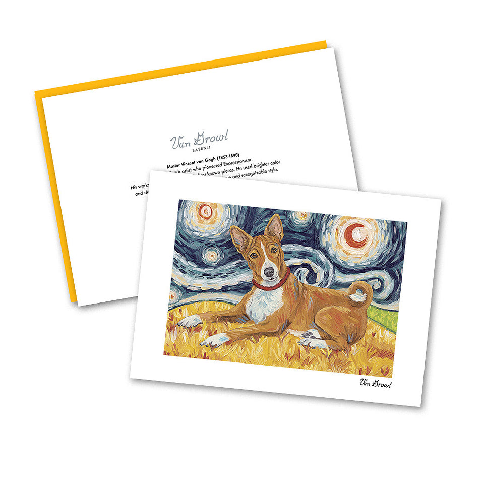 Basenji Starry Night Notecard Set