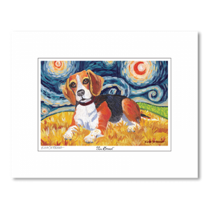 Beagle Starry Night Matted Print