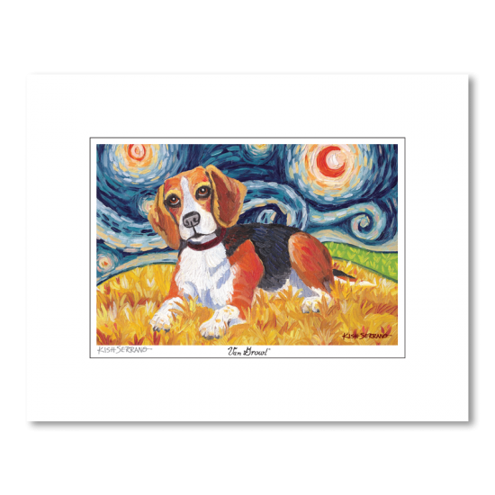 Beagle Starry Night Matted Print