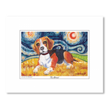 Beagle Starry Night Matted Print