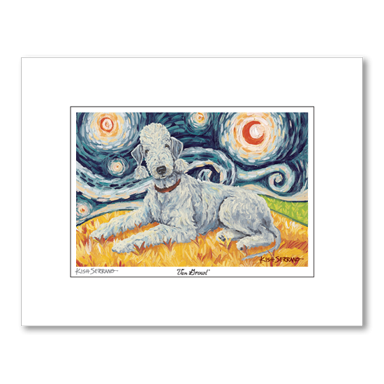 Bedlington Terrier Starry Night Matted Print