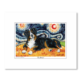 Bernese Mountain Dog Starry Night Matted Print