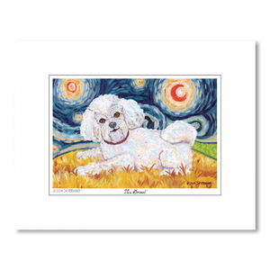 Bichon Frise Starry Night Matted Print