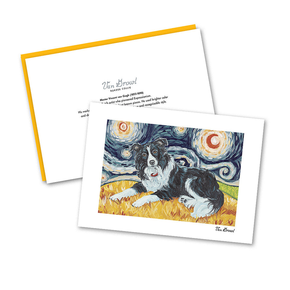 Border Collie Starry Night Notecard Set