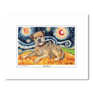 Border Terrier Starry Night Matted Print