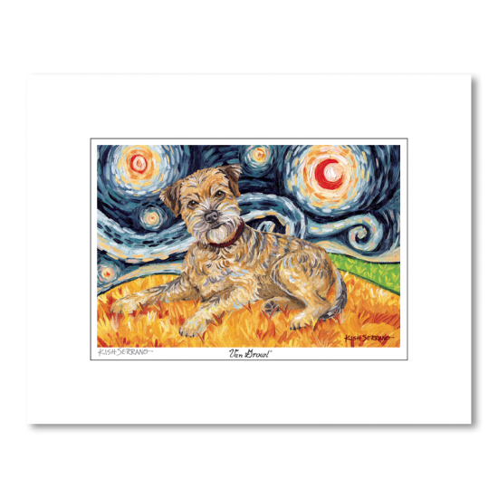 Border Terrier Starry Night Matted Print