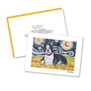 Boston Terrier Starry Night Notecard Set