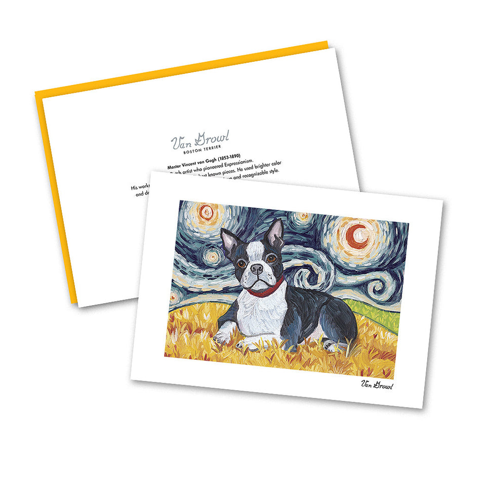 Boston Terrier Starry Night Notecard Set