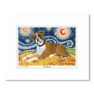 Boxer Starry Night Matted Print