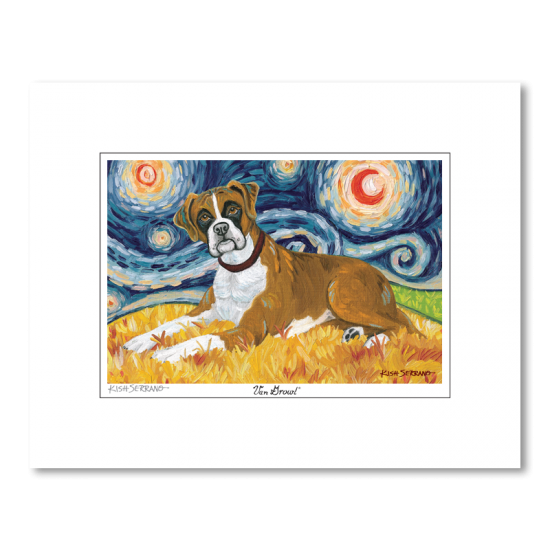 Boxer Starry Night Matted Print