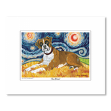 Boxer Starry Night Matted Print