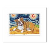 Bulldog Starry Night Matted Print