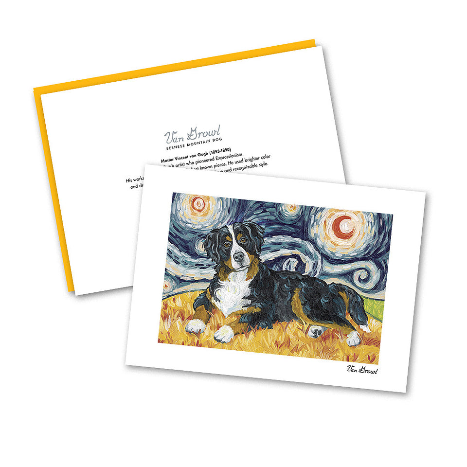 Bernese Mountain Dog Starry Night Notecard Set