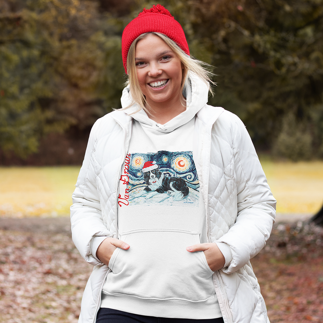 Border Collie Snowy Night Hoodie